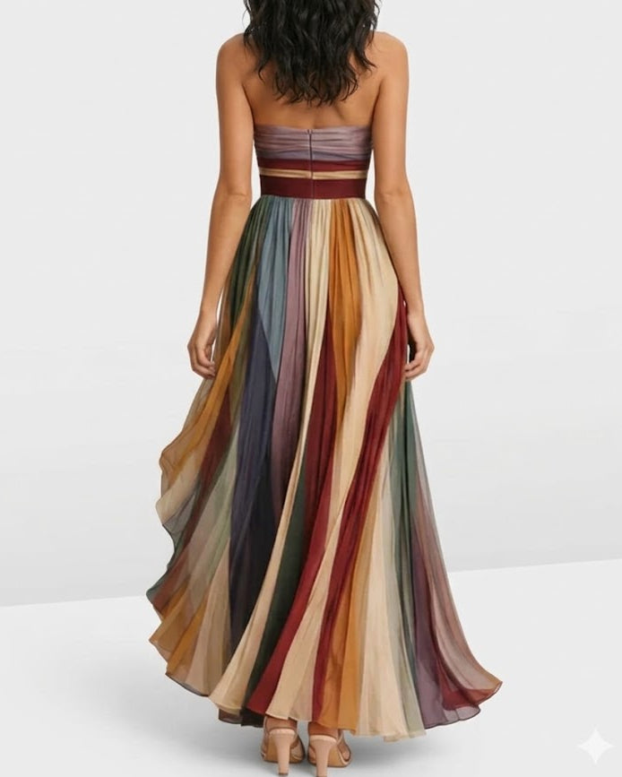 Alessia | Strapless Pleated Maxi Dress