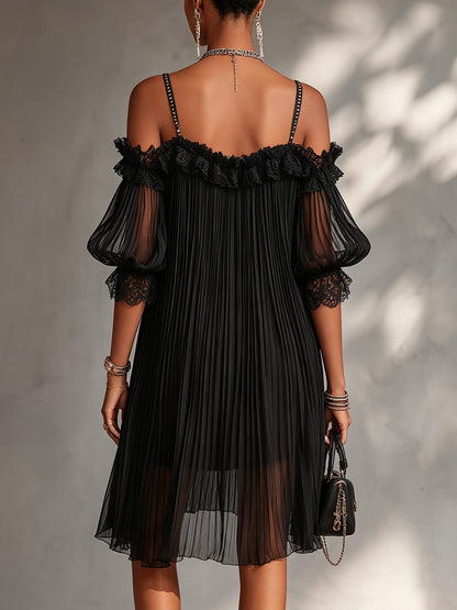 Francesca - Mini Vestido Negro Hombros Descubiertos