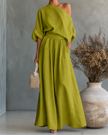 Valentina — Conjunto Dos Piezas Top Sin Tirantes + Pantalón