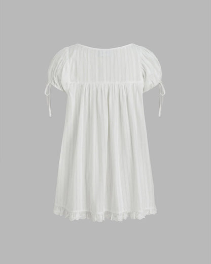 Olivia - Square Neck Ruffle Knot Short Sleeve Blouse