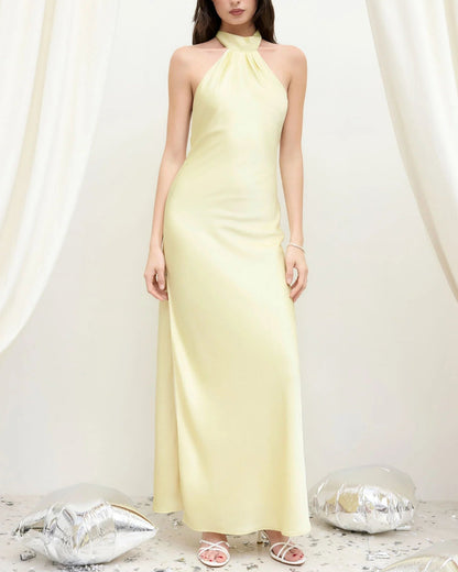 Lorena — Vestido Maxi Halter con Espalda Abierta