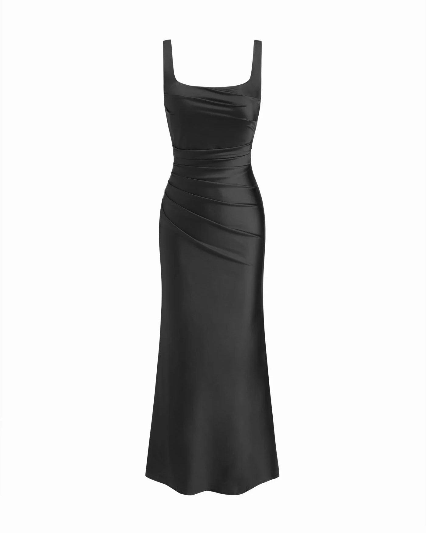 Seraphine - Vestido largo corte sirena cuello cuadrado satén