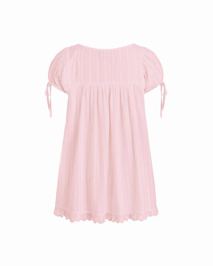 Olivia - Square Neck Ruffle Knot Short Sleeve Blouse