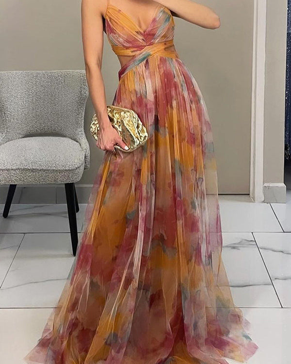 Coral | Delicate Floral Maxi Dress
