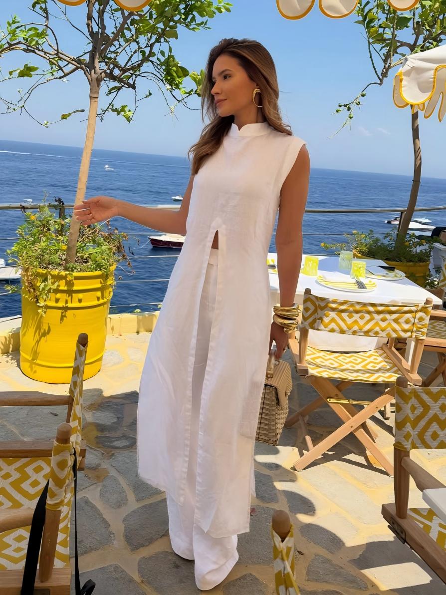 Adriana - Conjunto Lino Minimalista Blanco