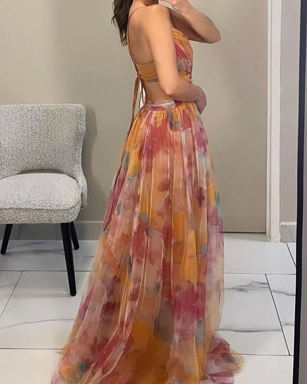 Coral | Delicate Floral Maxi Dress