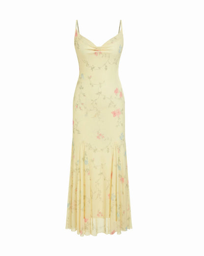 Laura - Elegancia Maxi Floral Escote Corazón