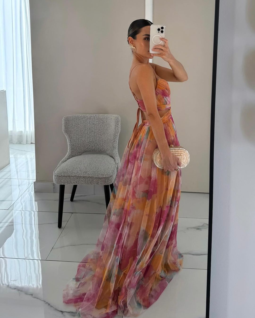 Coral | Delicate Floral Maxi Dress