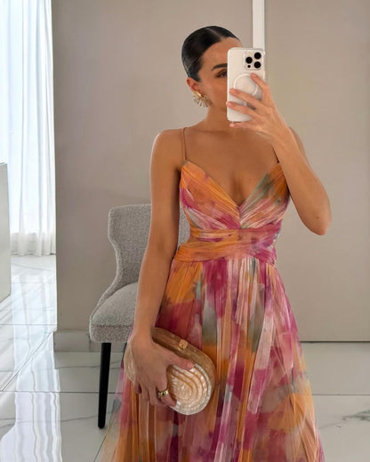 Coral | Delicate Floral Maxi Dress