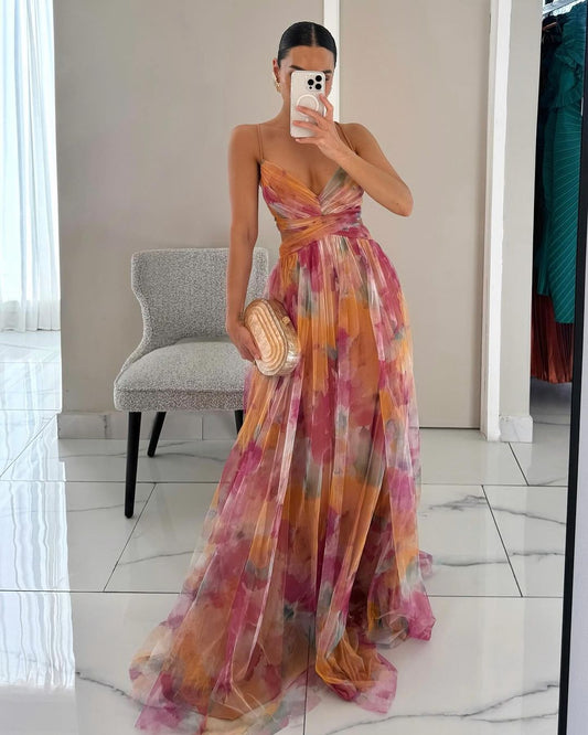 Coral | Delicate Floral Maxi Dress