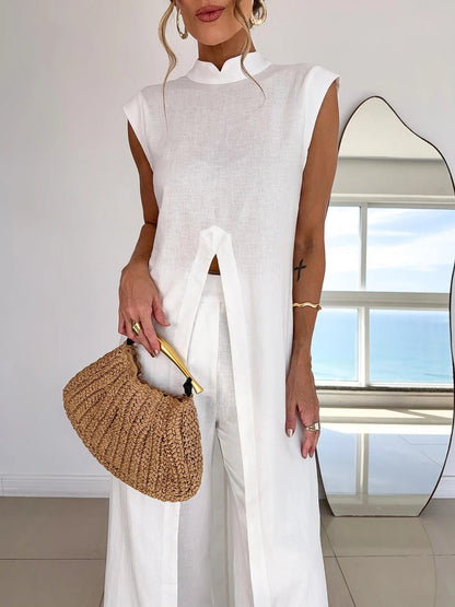 Adriana - Conjunto Lino Minimalista Blanco