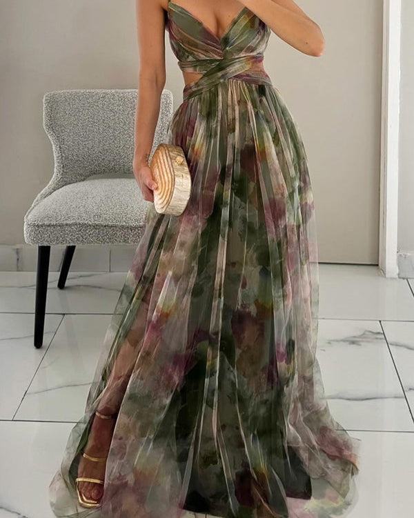 Coral | Delicate Floral Maxi Dress