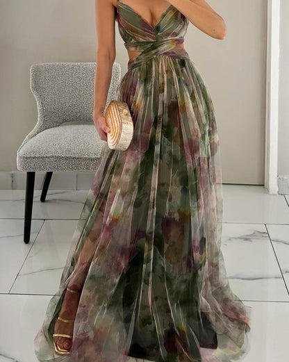 Coral | Delicate Floral Maxi Dress