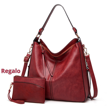 Élite Cuero - Elegante Bolsa Organizada Antirrobo + Cartera a Juego de Regalo