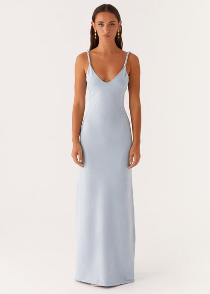 Selene I Vestido Largo con Escote V en Azul