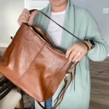 Élite Cuero - Elegante Bolsa Organizada Antirrobo + Cartera a Juego de Regalo
