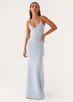 Selene I Vestido Largo con Escote V en Azul