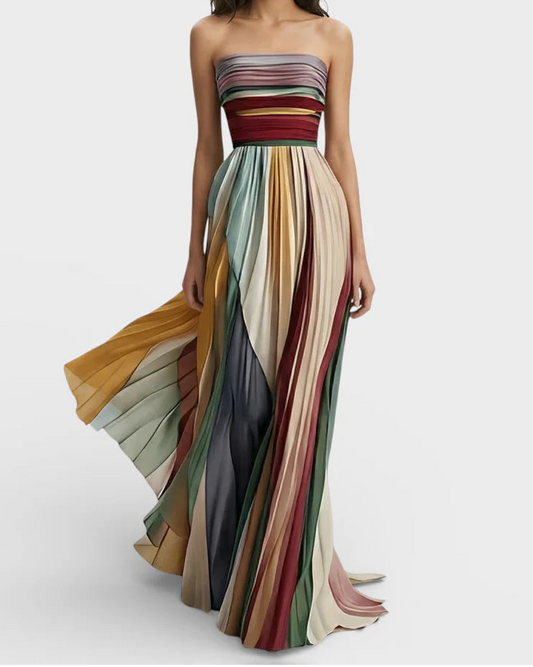 Alessia | Strapless Pleated Maxi Dress