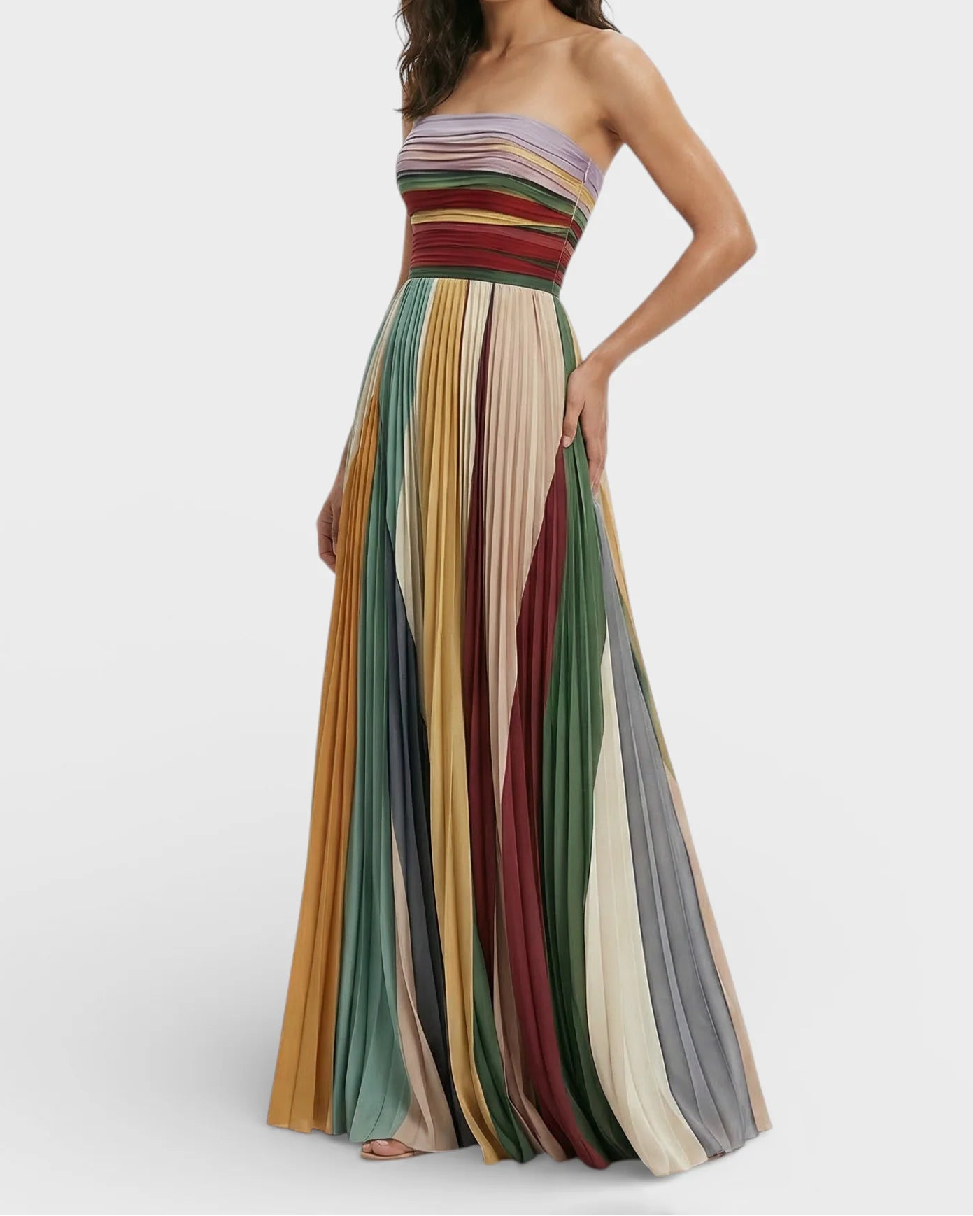 Alessia | Strapless Pleated Maxi Dress