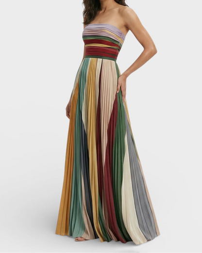 Alessia | Strapless Pleated Maxi Dress