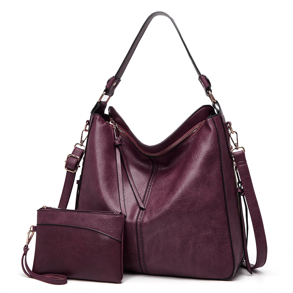 Élite Cuero · Bolsa Hobo con Bolsillo oculto + Cartera de Regalo