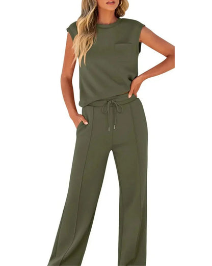 Clarice | Soft Casual Summer Two-Piece SetEffortlessly comfortable summerwear that moves seamlessly from morning coffee to evening drinks, keeping you stylish, relaxed and polished throughout the day—even on video calls.