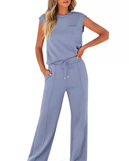 Clarice | Soft Casual Summer Two-Piece SetEffortlessly comfortable summerwear that moves seamlessly from morning coffee to evening drinks, keeping you stylish, relaxed and polished throughout the day—even on video calls.