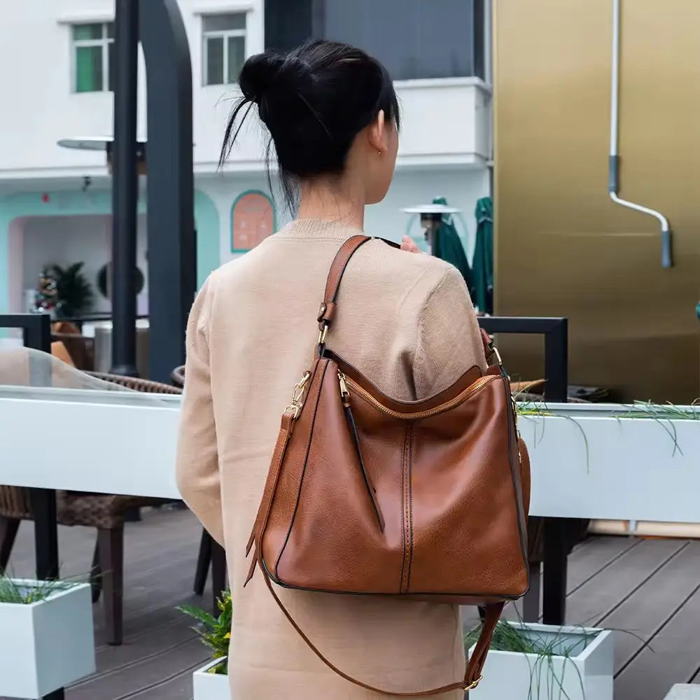 Élite Cuero · Bolsa Hobo con Bolsillo oculto + Cartera de Regalo