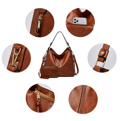 Élite Cuero · Bolsa Hobo con Bolsillo oculto + Cartera de Regalo