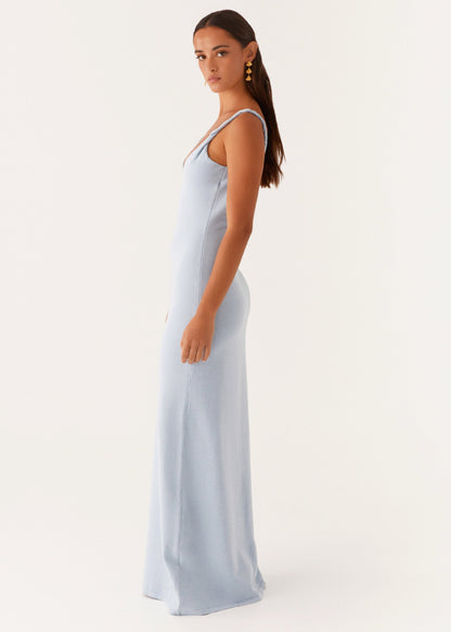 Selene I Vestido Largo con Escote V en Azul