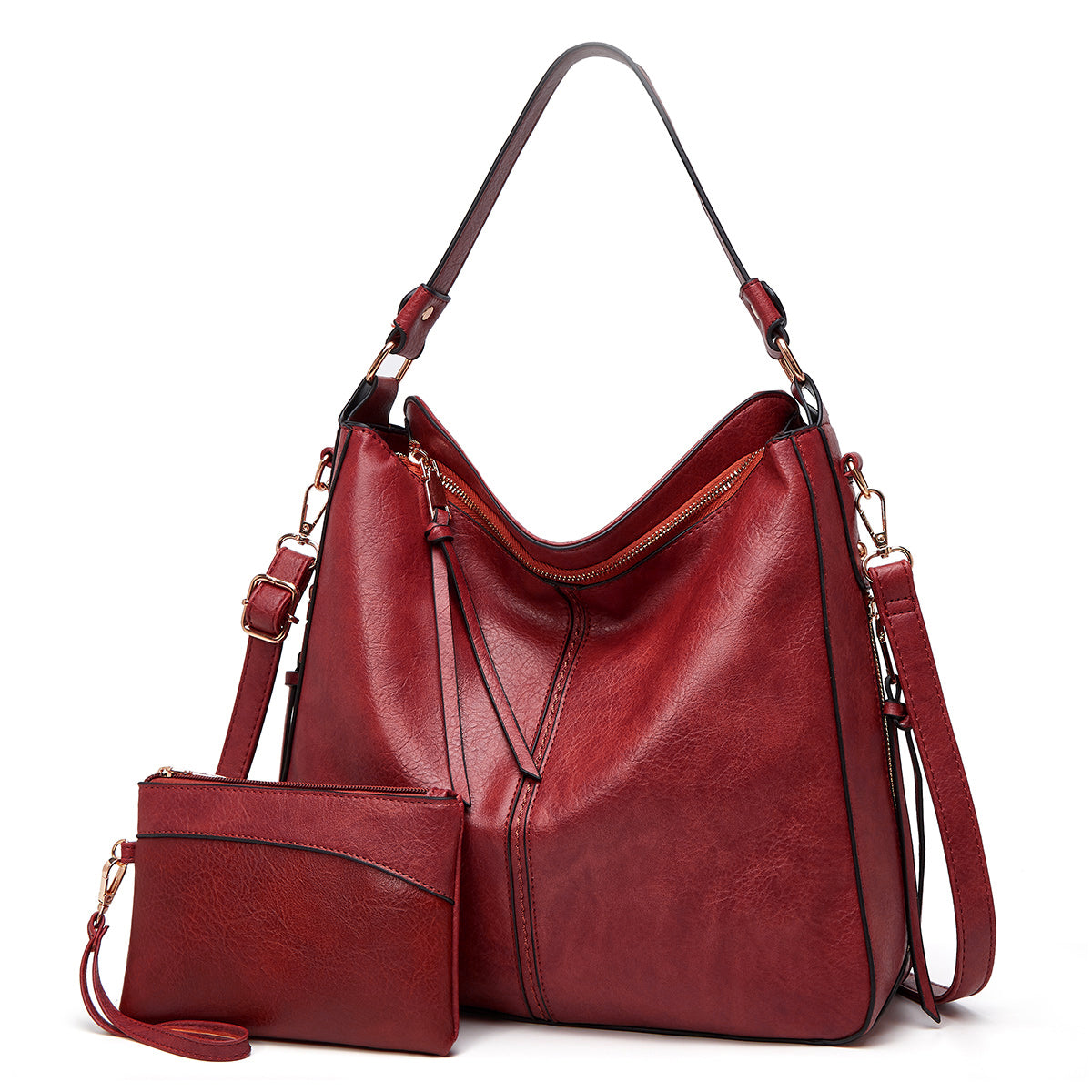 Élite Cuero · Bolsa Hobo con Bolsillo oculto + Cartera de Regalo